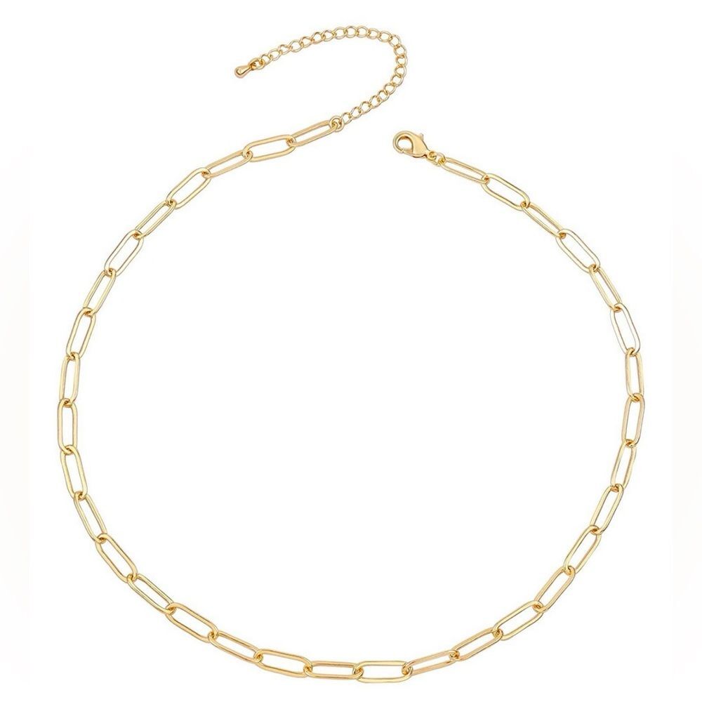 Stylish 14k Gold Plated Cable Link Chain Adjustable Necklace